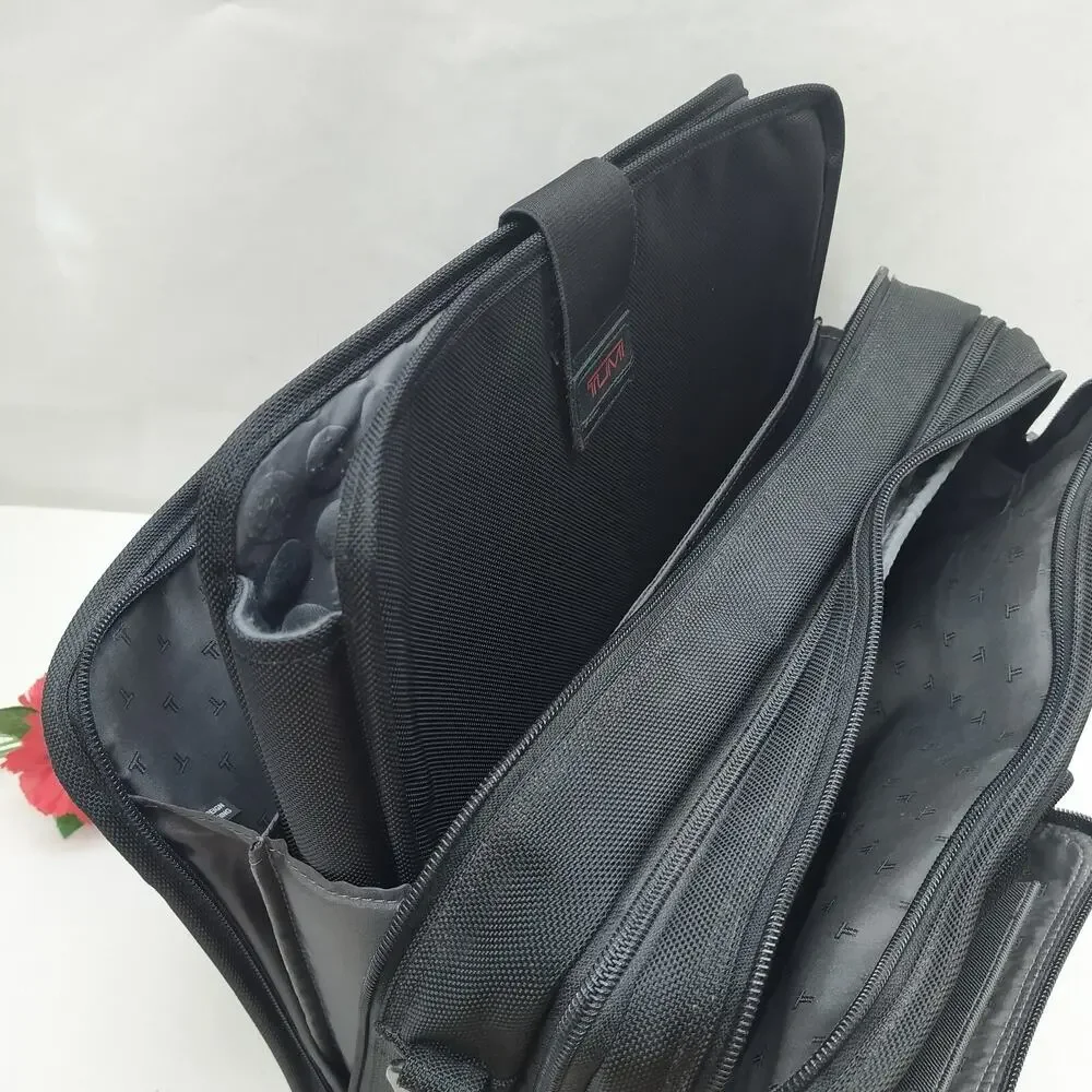 Tumi Two Way Black Nylon Expandable Organizer Business Briefcase Crossbody Bag